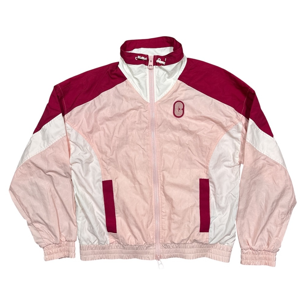 Coach Colorblock Signature Monogram Windbreaker Pink Jacket Womens Medium